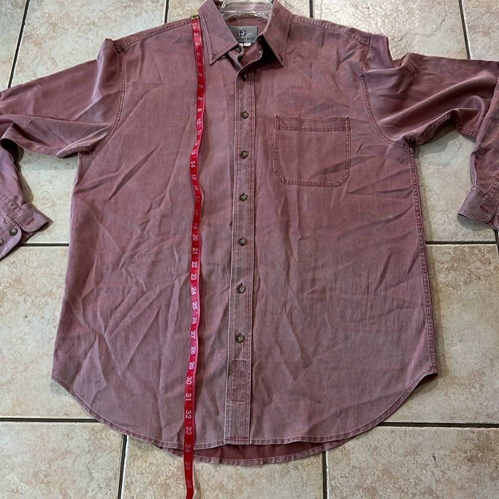 The Territory Ahead Silk Cotton Blend Long‎ Sleeve Dress Shirt Red Maroon, Sz L - Picture 10 of 11